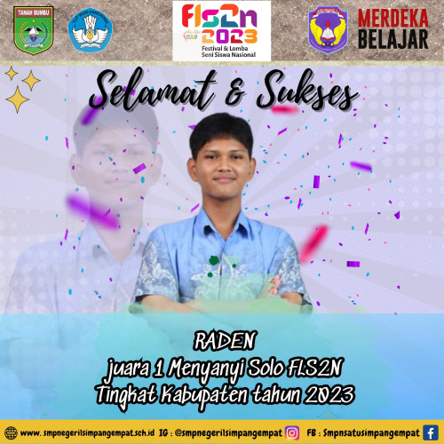 WAKIL SMPN 1 SIMPANG EMPAT JADI JUARA 1 MENYANYI SOLO DI AJANG FLS2N TINGKAT KABUPATEN