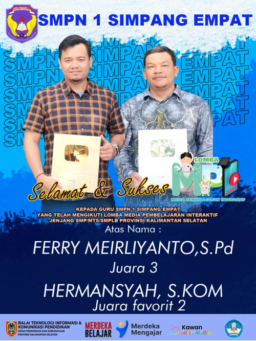 DUA GURU SMPN 1 SIMPANG EMPAT MERAIH JUARA PADA AJANG MPI SE-KALIMANTAN SELATAN